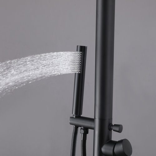 RBROHANT Outdoor Matte Black Shower Faucet Kit, Exposed Shower Faucet